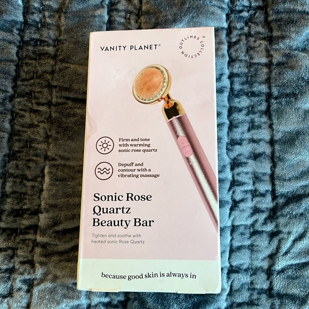 NWT Vanity Planet Sonic Rose Quartz Beauty Bar -Firms, Tones, Depuffs, Vibrating